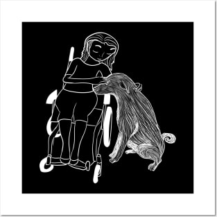 Disabled girl and therapy dog Posters and Art